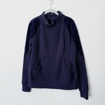 Lululemon [] Midnight Navy Blue Floral Flock Pullover Sweatshirt Thumbholes Sz 12 Photo 1