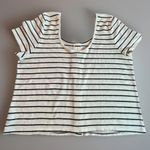 Torrid  Women’s 2X Terry Cloth Stripe Top Short Sleeve Button Front Preppy Retro Photo 1