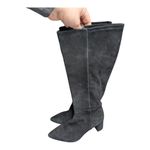 Aquatalia Karly Black Suede Knee High Pointed Toe Block Heel Minimal Boots 9.5 Photo 5
