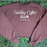 Modern Lux Sunday Coffee Club Cropped Brown Sweatshirt Size Medium Photo 0