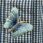 Las Olas  women’s butterfly embroidered large blue long sleeve button up shirt Photo 12