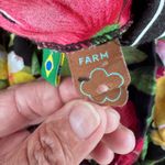 Farm Rio  WOMENS PERITE OPEN BACK Floral Black Top with Striped Sleeves Photo 6