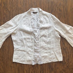 Multiples  White Linen Womens Jacket White Ruffle Buttons Flare Sleeve Size XL Photo 0