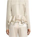 Alexis  Reagan Satin Lace Up Ruffled Peplum Top Blouse‎ Sz S Whimsical Romantic Photo 1