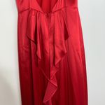 ZAC Zac Posen Noel Strappy Ruffled Gown Maxi Womens Crimson Red Size 6 Photo 4