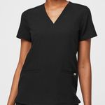 FIGS FW1100 Black Casma Three-Pocket V-Neck Scrub Top Size S Photo 0