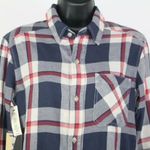 Tna Womens Red Black Cotton Long Sleeve Front Pocket Button Up Shirt Size XS Photo 1