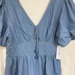 Jessica Simpson NWT  Boho Chambray Puff Sleeve Dress. Prairie Style Ruffle - SM Photo 3