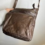 COCHOR Brown Distressed Leather Crossbody Bag Adjustable Strap Zip Pockets Photo 2