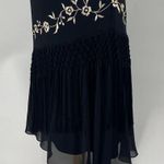 Alex Evenings Vintage 90s Dress Embroidered Cowl Neck Fringe Hem Black Womens 8 Photo 5