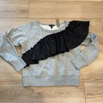 J.Crew NWT  Asymmetrical Ruffle Sweater Cotton Gray Heathered Size S Photo 1