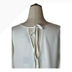 Karl Lagerfeld Shirt Women Medium White Satin Silky Tie Back Blouse NWT Preppy Photo 7