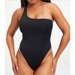 Good American New.  black one shoulder scuba swimsuit. Medium Photo 2