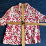 Life Style Vintage Pink and White Abstract Patterned Cotton Blazer Jacker Size XL Photo 6