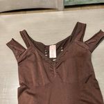 Brown Bodycon Mini Dress Ribbed Ruched‎ Sleeveless Tank Casual Party Size undefined Photo 5