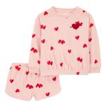 Carter’s 2 Piece Fleece Pink Heart Print Pajamas Size XL. #001L Photo 0