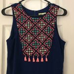 Gianni Bini  Navy Blue Sleeveless Sheath‎ Dress Women’s Medium Neon Embroidery Photo 1