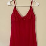 Victoria's Secret  Red Lace Chemise Lingerie Camisole Lettuce Hem Slip Top Size L Photo 0