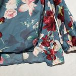 Belle & Sky Blouse Top Women 2XL Blue Floral Boat Neck Cold Shoulder Long Sleeve Size 2X Photo 5