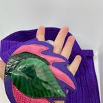 Vintage 80s Statement Leaf Belt Adjustable Waldorf Creations Leather Suede Purple Photo 3