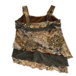Dress Barn  Y2K Fairy Brown Glitter Floral Tiered Ruffle Camisole Tank Top Large Photo 3