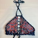 Lucky Brand Navy/Coral Festival Medallion Reversible High Neck Bikini Top - XS/S Photo 4
