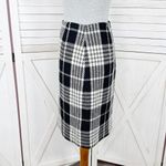 Eddie Bauer Plaid Wool Blend Tweed Pencil Skirt Black White 8 Tall Photo 1