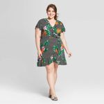 Who What Wear Paradise Stripe Tropical Floral Wrap Dress Photo 2