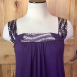 Anthropologie Anthro UO Purple Sequin Strap Tunic Tank EUC S Photo 4