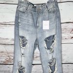 KanCan Sz 15/31 Blue Denim Distressed Paperbag High Waist Tapered Leg Mom Jeans Photo 1