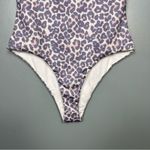 NWT Leopard Print One Piece Square Neck High Hip Swimsuit Pastel Purple Pink M Size M Photo 3