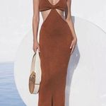Cult Gaia NWT Serita cutout knit cotton-blend maxi dress in Amber size L large Photo 3