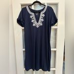 Lilly Pulitzer Maisy Swing T-Shirt Dress True Navy Blue Embroidered Size XL Photo 1