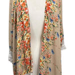 Umgee  Floral Open Front Kimono Cardigan Lace Trim Boho Small Medium Photo 0