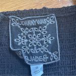 Johnny Was  ELLA SILK COTTON MINI DRESS BLACK EMBROIDERED PUFF SLEEVES Sz XL Photo 9