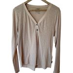 Patagonia Long Sleeve Henley Tee Shirt Pullover Striped Beige Women's Size Large Photo 1