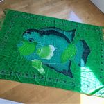 Colorful, Artistic Fish, Pisces Fringe Scarf, Green, Blue Green Photo 13