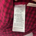 Madewell Crinkled V-Neck Peplum Top Hibiscus Plaid Red Pink Size XS Photo 3