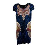 Just Cavalli  Geometric Mini Dress Womens Size Medium Blue Black Motif Photo 11