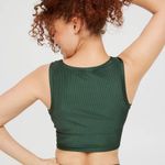 Aerie offline Ribbed Shine Twist Front Sports Bra stretch crop top green XL Photo 9