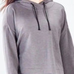 Fabletics x Demi Lovato Grey Cropped Hoodie Long Sleeve Drawstring Small Gray Photo 0