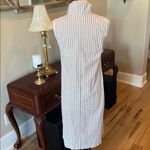 Comfy Cotton Tan White Striped Shirt Dress New Midi Size XS Photo 6