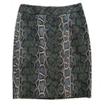 Loft Pencil Skirt Blue Green Tan Snake Skin Print Knee Length Skirt Size 0 NEW Photo 8