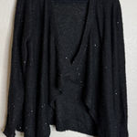 Anne Klein  Womens XL Black Sequin Open Front Cardigan Knit‎ Waterfall Going Out Photo 0