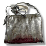 A New Day Womens Crossbody Purse Handbag Silver Faux Leather Photo 0