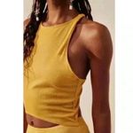 Free People NEW  Beach Bethany Midi Dress Cut-Out Asymmetrical Skirt Mustard Sz L Photo 1