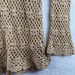 Vtg Y2K XL Tunic Dress Open Knit Crochet Boho Hippie Festival Whimsy Coquette Tan Photo 3