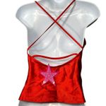 Dizzy Lizzy Cami Top Womens Large Red Satin Party Tank Criss Cross Strappy NYE Photo 1