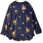 Fig & Flower Women’s Navy Floral Embroidered Long Sleeve Bohemian Blouse 2X Blue Photo 1