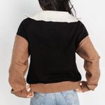 Baltic Born Black & Brown Colorblock Sigrid Zip Front Sweater Size Small Photo 5